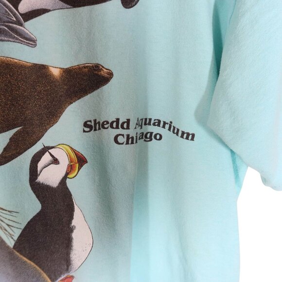 Vintage SHEDD AQUARIUM Chicago All Over Marine Animal Print Sz L Nature Science - Picture 4 of 8